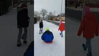 Getting some cold air #cold #ice #sleds #kids #dog #snow #snowfall #fun