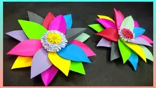 Paper floor//colorful paper flower// how to make flower//paper craft