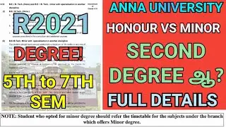 Anna University Honour & Minor Degree?🙄 | Engineering 2nd Degree😯 | Hons & Minor | Regulation 2021
