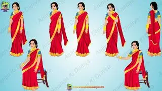 Indian Lady Animation Pack - Red & Blue Saree Characters with Sitting Poses & Props