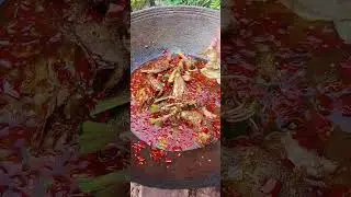 SPICY Barrel Fish Cook with Stone!?😲 | Mukbang Eating Challenge|Village Food Outdoor Cooking