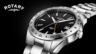 Rotary Gents Stainless Steel Black Dial GMT Henley - GB05295/04