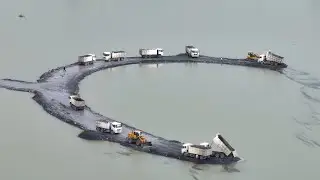 Nice Action This Day!! Shantui Bulldozer And Wheel Loader Pushing Stone Loading By Dump Trucks