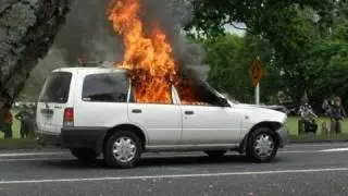 Car Fire - Nissan Sentra, Pukekohe VFB Open Day, 20 Nov 2010