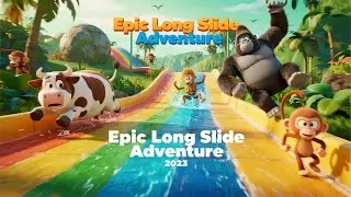 Jungle Slide Shenanigans: Cow, Elephant, Gorilla Quest 3d Animal Game Funny 3d Animals #3danimation