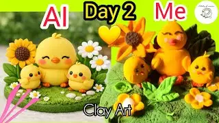 Day 2 💛 Yellow Clay Art | Cute Chicks & Flowers | 7 Days Color Challenge