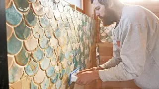Log Cabin Bathroom Tiles and Seashell Epoxy Floor