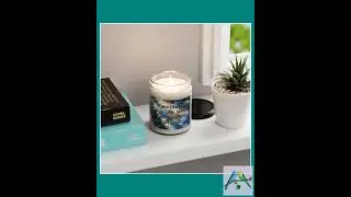 Mother's Day Scented Soy Candle: Blue Floral Stained Glass Design