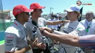 Hamilton and Button sing Happy Birthday to 