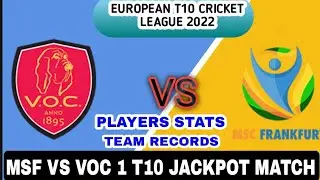 MSF VS VOC 1 T10 JACKPOT MATCH || VOC VS MSF 1 T10 MATCH PREDICTION || EUROPE CRICKET LEAGUE 2022