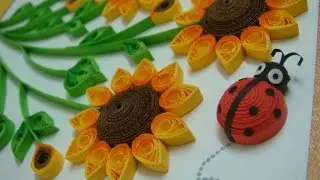 Quilled sunflowers handmade card with pop up sunflowers