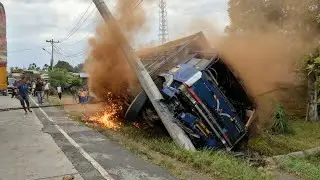 Jelas Kejadian Depan Mata‼️Truck Rem Blong Tabrak Tiang Listrik