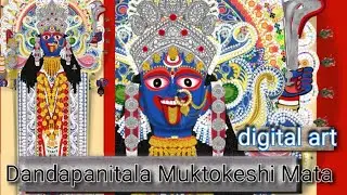 Digital art drawing of Dandapanitala Muktokeshi Mata 