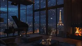 4K Urban City Night Ambience 🌃 Luxury Apartment with Relaxing Piano Music for Work & Unwind