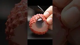 ASMR Cutting a Glass Lychee | Satisfying Crystal Fruit Sounds & Visuals #ASMR #CuttingGlassFruit