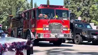 LACOFD, ANF and AMR at SCV 4th of July parade code 3 lights and sirens on