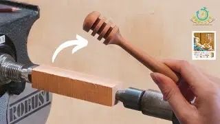木工旋盤で角材からハニーディッパーを削り出す - 5min Woodturning