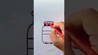 How to Draw Gas Cylinder with sketch colour | Easy gas cylinder drawing #art #ytshorts #drawing