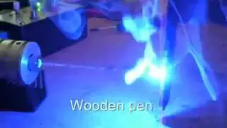 1W 445nm Blue Laser Burning Tests