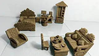 Handcrafted Clay Miniature Furniture Set - Traditional Terracotta Home Decor