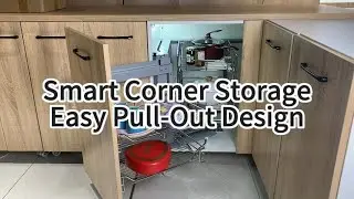 Smart Blind Corner Storage | Adjustable Pull Out Kitchen Organizer #homeorganization