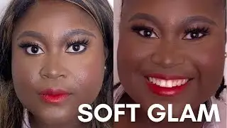 Makeup Artist Does Soft Glam Makeup Tutorial for Dark Skin | Client Makeup Transformation