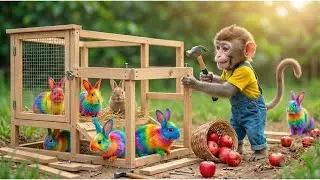 Dodo Monkey Farm Turns CHAOTIC While Building a Rabbit House - A Baby Sheep Needs Help!