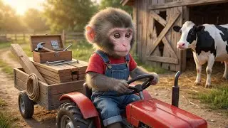 Baby Monkey Fixes the Broken Barn Door… Before the Wild Animals Come! 🐒🚪🐄