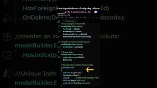 How to creating an index on a foreign-key column Entity Framework in .NET #coding #shorts #dotnet