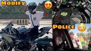 Kawasaki H2 Modification start Long Ride ke liye 😍 or Police ne pakad liya 😭