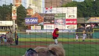 Rochester Red Wings team and boy scouts stands for national anthem