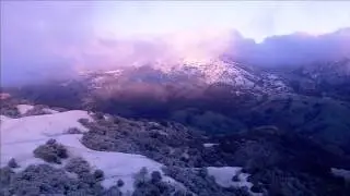 Aerial look at snow falling in the Bay Area