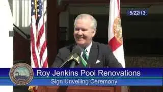 Roy Jenkins Pool Renovations Sign Unveiling Ceremony
