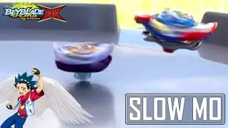 FLYING ULTIMATE VALKYRIE BEYBLADE IN SLOW MOTION! Beyblade Burst in Slow Motion! Valt Aoi VS Lui!