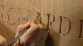 Anna Louise Parker Hand Carving the Lettering onto Richard III's Oak Coffin