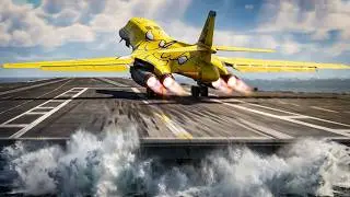 Great Pilot B1 Lancer Takes Off from Aircraft Carrier