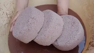 Mini Cake brown grainy texture crumble DRY on floor and Water 🌊💦 pouring satisfying sound asmr