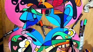 Combining 6 Vinyl Records Into 1 Painting - More Custom Painted Vinyl Records - The Musician