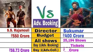 Pushpa 2 advance booking 1st day / RRR Vs Pushpa 2 / Pushpa 2 advance collection 1st day