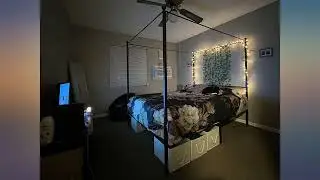JOM Canopy Bed Frame Queen Size Black Metal 4 Poster Mattress Foundation Modern review