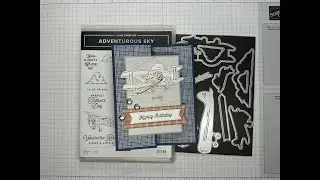 Stamp With Adventurous Sky Double Decker Fun Fold Birthday Card Tutorial #patternedpaper #diy