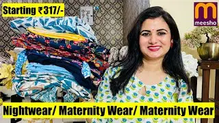 Meesho Maternity Wear & Feeding Kurti Haul👗Floral Print Anarkali Kurta Pant Set, Flared Dress,Nighty