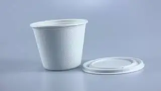 New Style 16oz Biodegradable Bagasse Disposable Pulp Paper Soup Cups and Lid