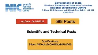 598 posts NIC notification 2023 | Scientific and Technical Posts in NIC NIELIT