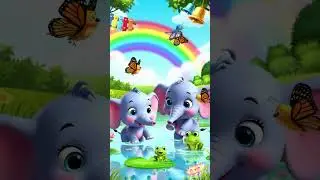 Baby Elephants Splashing in a Rainbow Pond #aianimation #calmingvideo #CutnessOverload #cute #viral