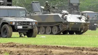 The finale was a charge by a rare Type 73 armored vehicle! Anti-aircraft training display from th...