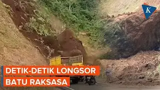 Detik-detik Longsor Batu Raksasa di Jalur Piket Nol Lumajang