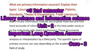 +3 2nd Sem|| Library science and Information science ||core - 3||Important Long Question Answer 