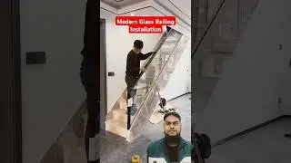 Staircase Glass Railing Installation: Modern and Elegant! #shorts #Viralvideo