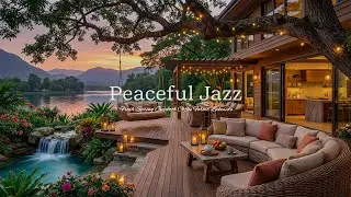 Peaceful Morning Jazz Coffee in the Forest at Luxury Resort - Spring Piano Jazz with Nature Therapy